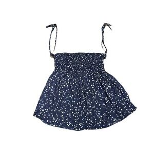 Express Smocked Shoulder‎ Tie Halter Top Purple Floral XS